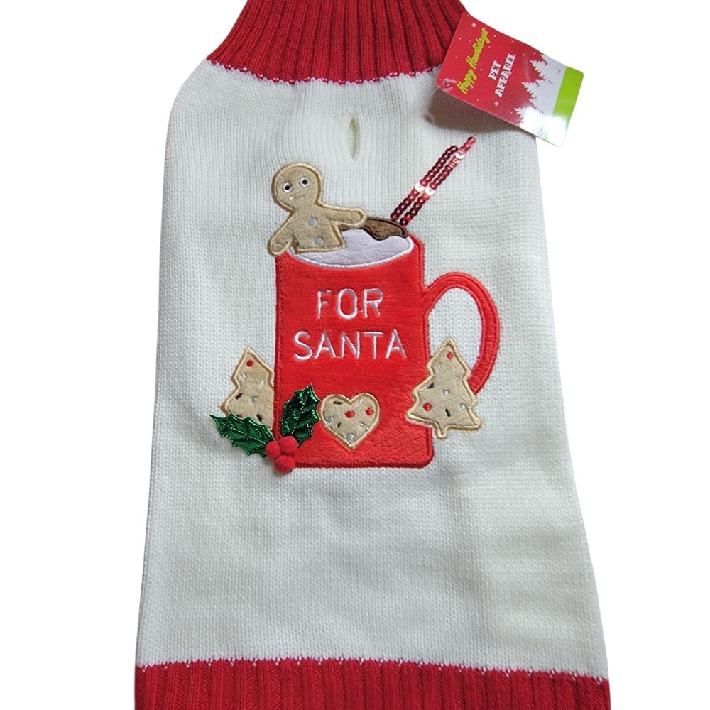 Dog Christmas Sweater Puppy Medium Gingerbread Cookies For Santa Holiday Pet NWT